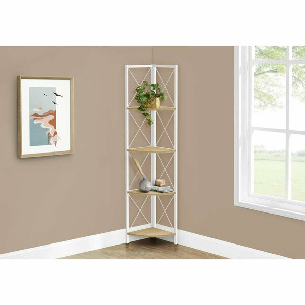 Daphnes Dinnette 60 in. Bookcase with Metal Corner Etagere, Natural & White DA2450138